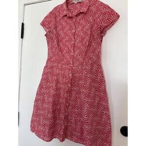 Boden Red and White Patterned Short Sleeve Dress Size 12